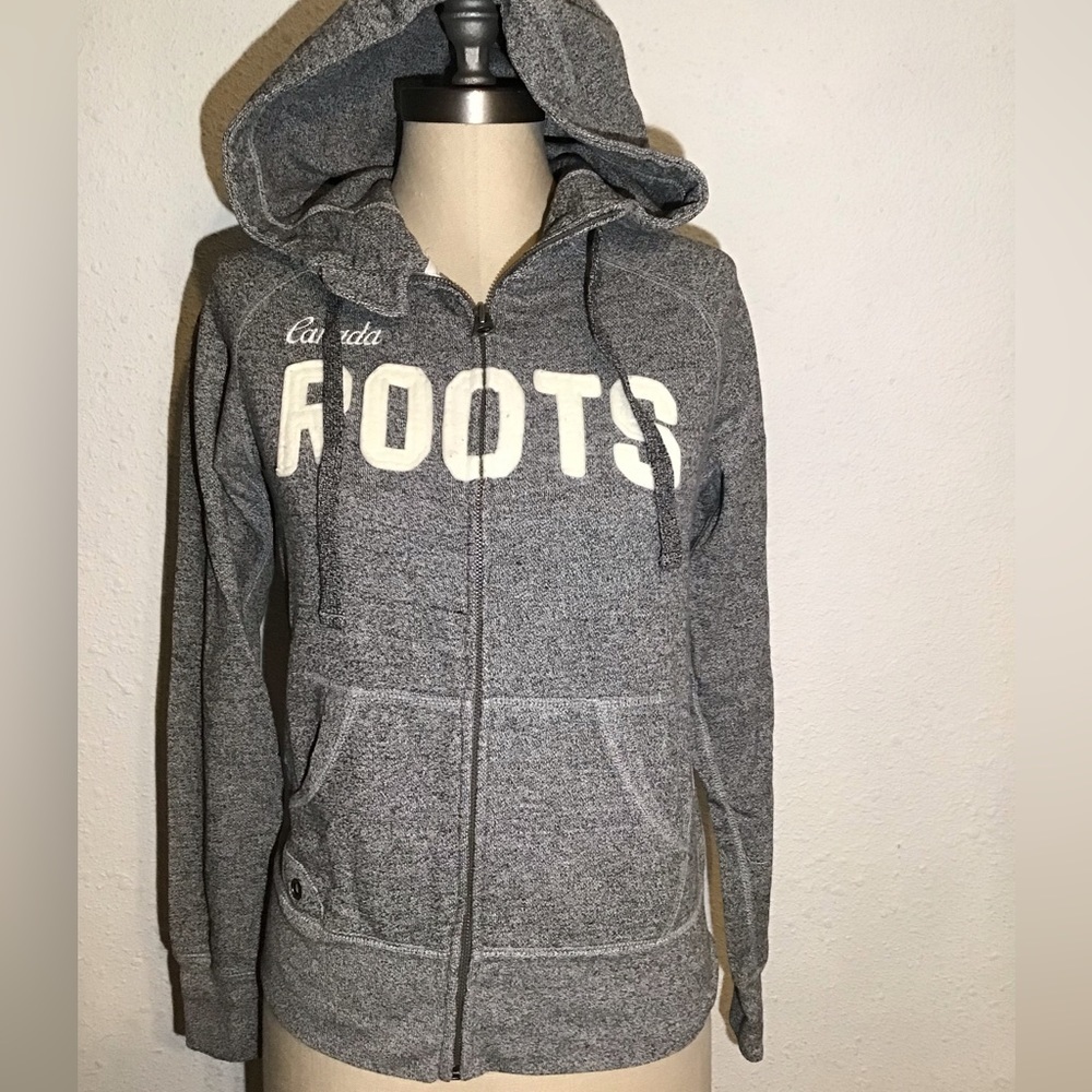 Canada roots Women's Zip Up Hoodie Sweatshirt Heather Grey Size Small